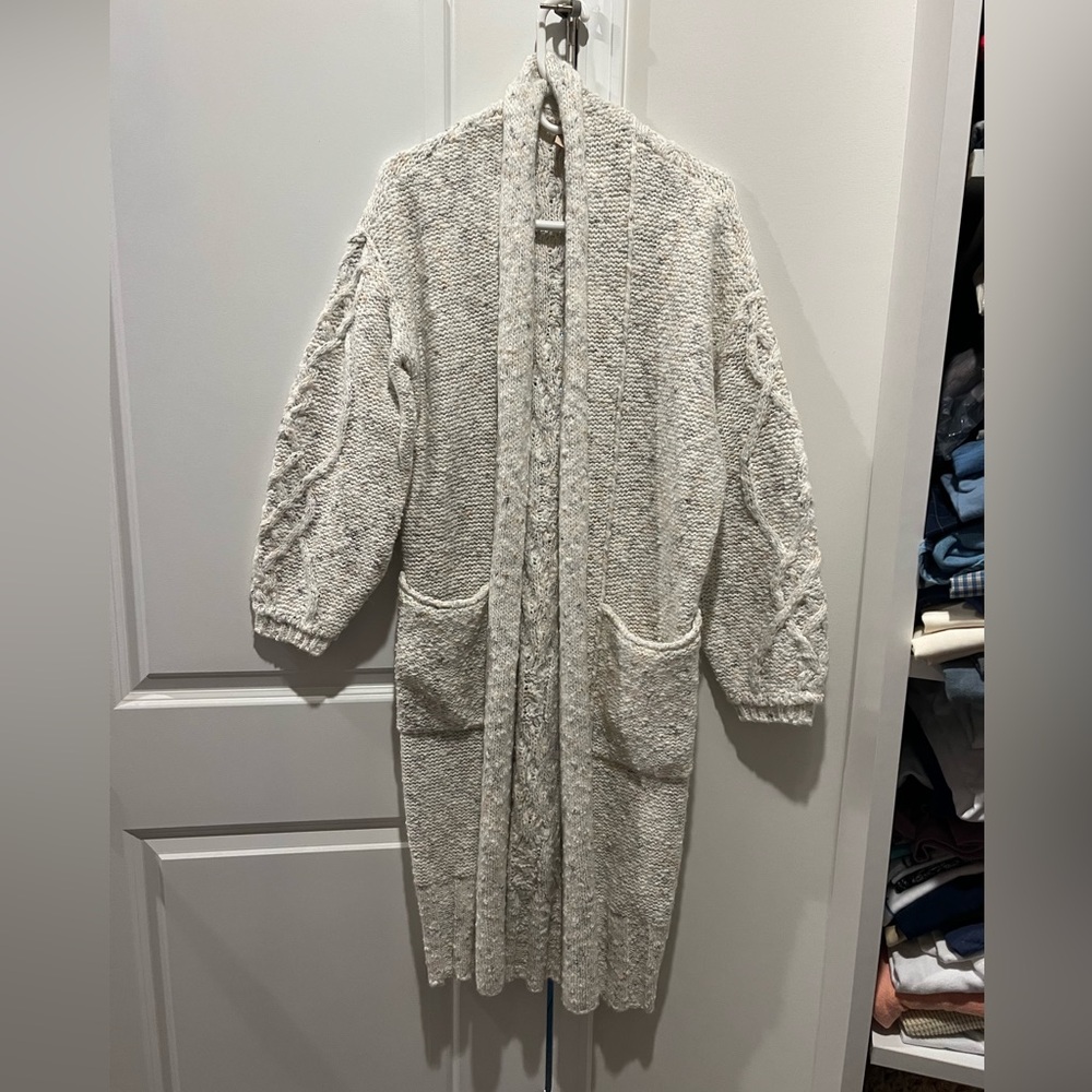 NWOT Anthropologie Pilcro Textured Knit Sweater in Cream and Gray